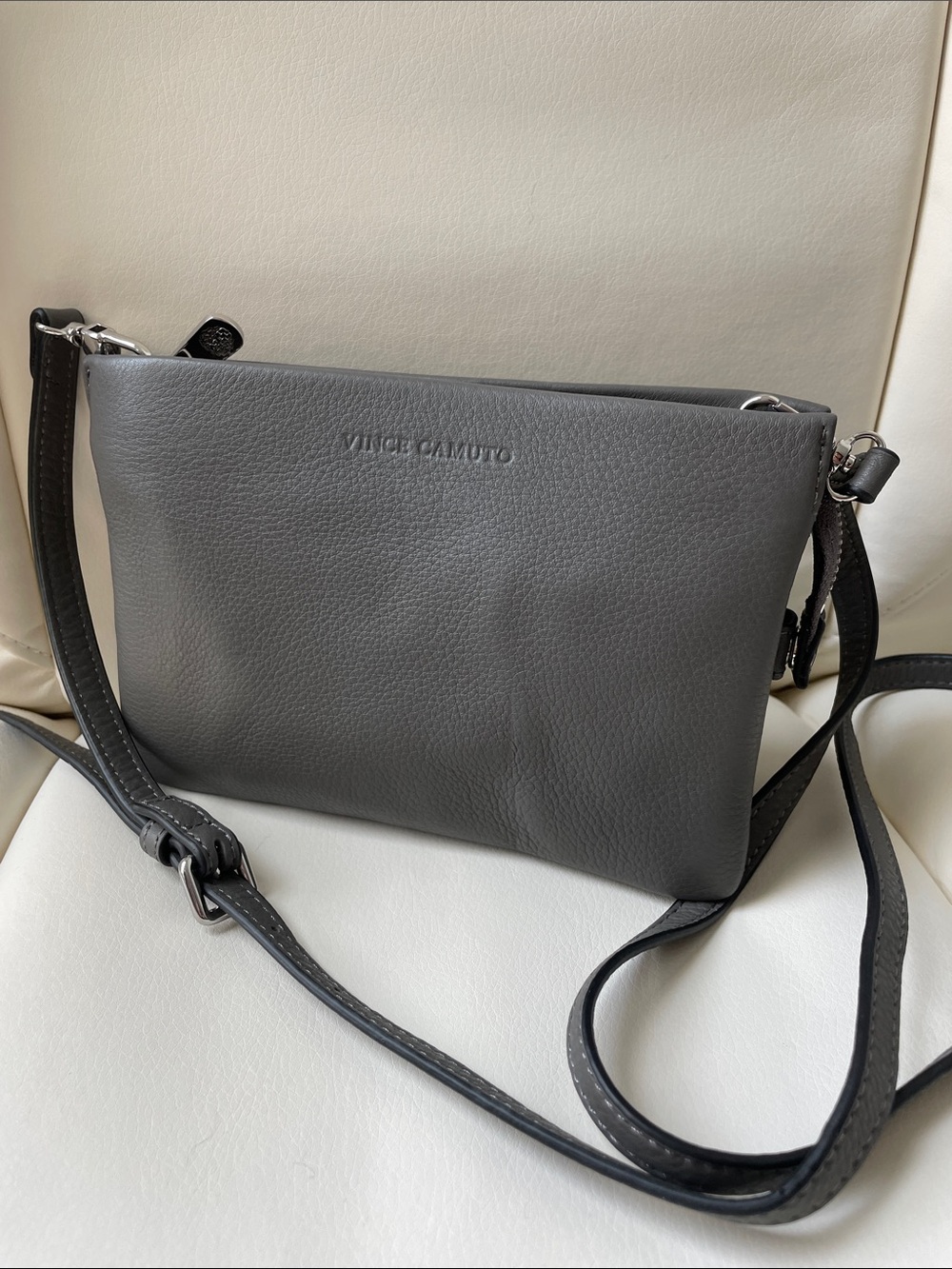 Vince Camuto Pebbled Leather Crossbody - Charcoal Gray